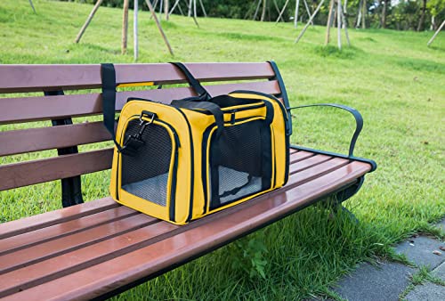 Soft Sided Carrier for Small Medium Cats Dogs,TSA Airline Approved Collapsible Travel Pet Carrier (Medium, Yellow) - color: Yellow, size: Medium