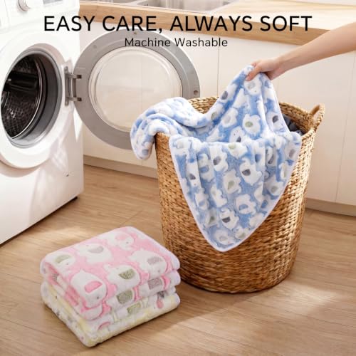 1 Pack 3 Blankets Super Soft Fluffy Premium Cute Elephant Pattern Pet Blanket Flannel Throw for Dog Puppy Cat Blue/Pink/Yellow Medium(30x20 inch) - color: Blue/Pink/Yellow, size: 30x20 inch (Pack of 3)