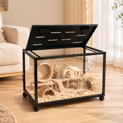 Acrylic Metal Hamster Cage, Large Small Animal Habitat Easy-Clean 360° Viewing, Stackable, Top Access for Dwarf Hamsters, Syrian Hamsters, Gerbils, Mice (24 * 16 * 16IN) - size: 24.0"L x 16.0"W x 16.0"H