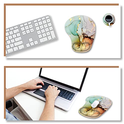 Ergonomic Mouse Pad with Wrist Support Gel Mouse Pad Wrist Rest, Non-Slip PU Base Comfortable Mousepad for Office Home Working Studying Pain Relief & Easy Typing, Abstract Art Marble