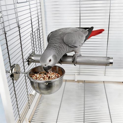 AOTU Anti-Snatch Stainless Steel Parrot Feeding Cups with Locking Buckle - Bird Food & Water Bowls, Essential Bird Cage Accessories for Cockatiel, Conure, Budgie, Macaw Gray Parrot & Small Pets (S) - color: S (10 oz)