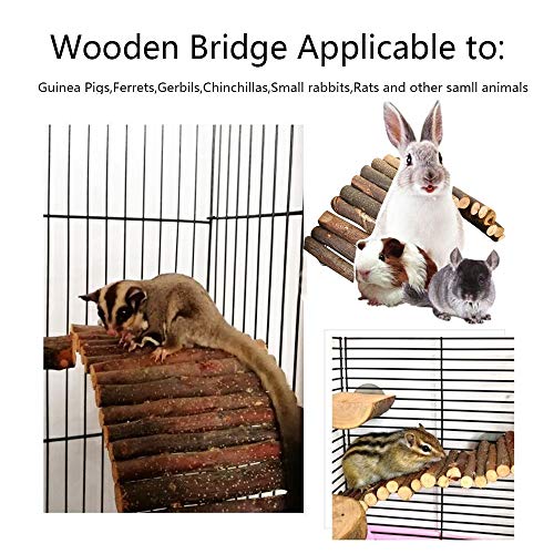 PINVNBY Guinea Pig Wooden Ladder Bridge (20 x 11.8 in) Rabbits Hideout, House, Tunnel, Rodents Chew Toys for Bunny, Chinchillas, Hedgehogs, Ferrets, Rat and Small Animals-Extra Large - size: 1 PCS, L ( 20 X 11.8 inches )