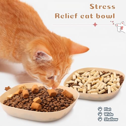 Tioncy 24 Pcs Fatigue Relief Cat Bowl 5.7 Inch Shallow Cat Food Dish Wide and Small Pet Wet Feeding Bowl for Kitten Short Legged Kitten Ferrets Feral Small Animals(Pink, Beige,Classic) - color: Pink, Beige, style: Classic