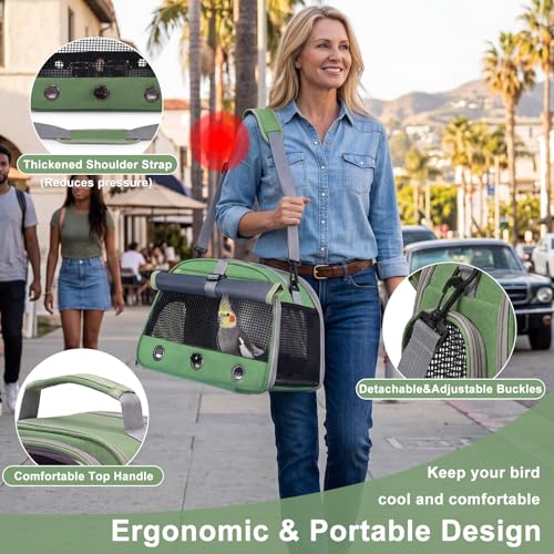 Bird Carrier, Lightweight Breathable Bird Backpack, Portable Wild Bird Carrier with Standing Perch for Parrot Travel Vet Visit (Black)