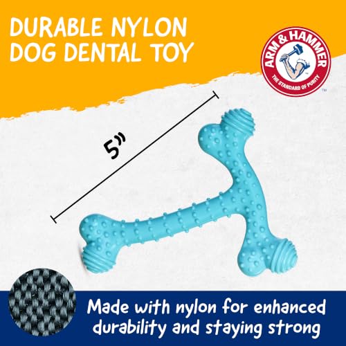 Arm & Hammer Nubbies T-Bone Dental Dog Chew Toy, Peanut Butter, 24-Pk | Durable nylon and TPR nubs clean teeth and gums, built for aggressive chewers - color: Blue T-Bone, size: 24 Count
