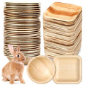 50 Pcs Disposable Palm Leaf Bowls Plates Set for Rabbits 4", Sturdy Bamboo Party Bowls Decorative Compostable Tableware for Bunnies Birthday Outdoor BBQ Picnic Wedding