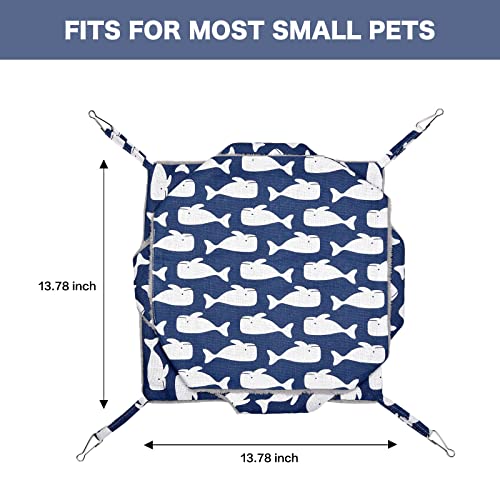 Petmolico Ferret Swing Hammock, Small Pets Hanging Cage Hammock Warm Plush Winter Ferret Accessories for Hamster Guinea Pig Rat Sugar Glider, Blue Whale