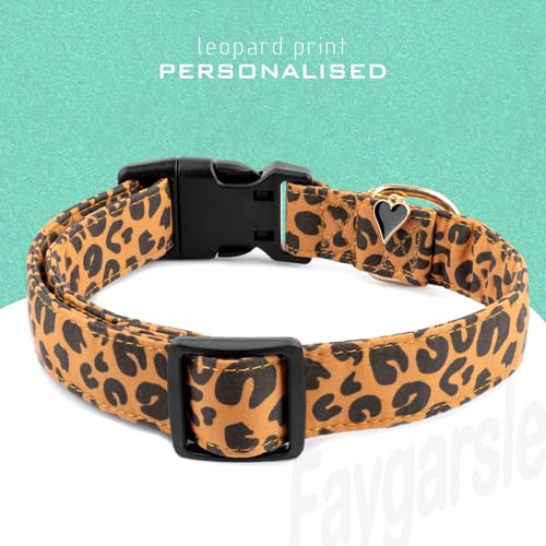 Faygarsle Brown Leopard Print Dog Collar for Small, Medium, Large Boys Girls Dogs M - color: Brown Leopard, size: Medium