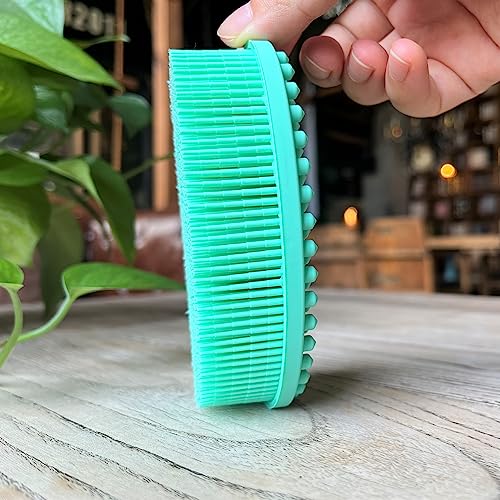 Premium Sensory Brush for Kids or Autism,Soft Silicone Body Scrubber,2 in 1 Sensory Room Occupational Therapy Sensory Brushes,Silicone Loofah,Pet Shower Brush Bath Brush Shampoo Brush(Big Oval-Teal) - color: Big Oval-teal