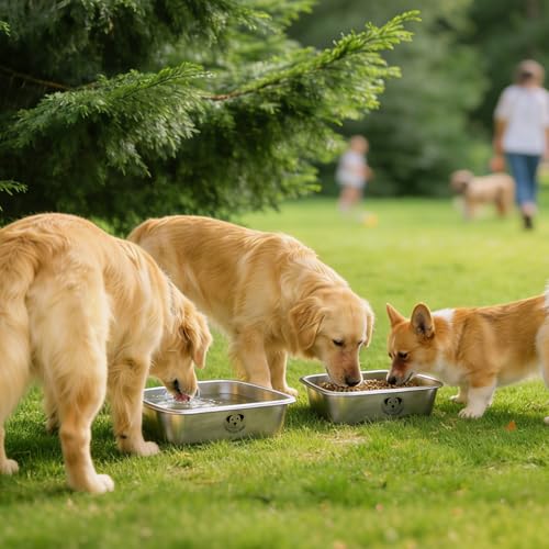 2-Pack Stainless Steel Large Dog Water Bowl, Spill-Proof Metal Dog Food Bowls, Easy Clean Outdoor Dog Water Bowl for Medium Large Dogs, X-Large & Cats 1.25 Gallons - size: 2Pack- 1.25 Gal
