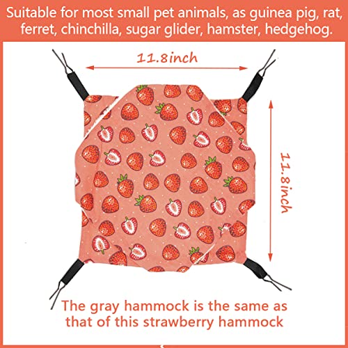 LEFTSTARER Triple-Layer Sugar Glider Hammock Small Pet Animal Cage Accessories Bed for Rat Guinea Pig Ferret Hamster Chinchilla Playing Sleeping (1pcs Grey &1pcs Strawberry) - color: 1pcs Grey &1pcs Strawberry
