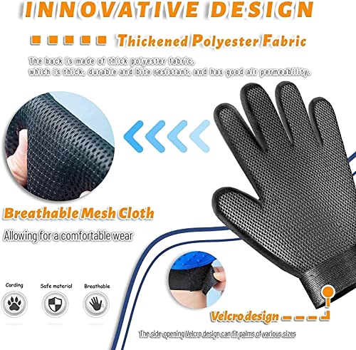 Pet Grooming Glove Hair Remover Brush Gentle Deshedding Efficient Pet Mitt Pet Massage Gloves Left & Right Hand Draw Dogs Cats Horses Long Short Fur (1Pair Left & Right Hand (Blue)) - color: Blue