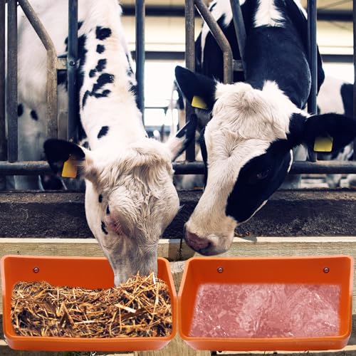Fence Hanging Chicken Feeder - 4 Pack Feed Trough with Clips for Goat Duck Sheeple Horse Goose, Pig Poultry, Chicken Feeder Bucket Feeding Container for Livestock (Orange) - color: Orange