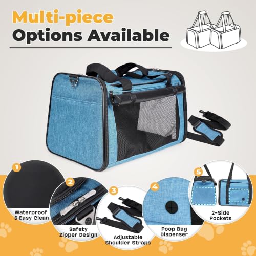 YUDODO 25lbs Cat Carrier Lightproof Soft Sided Pet Carrier for Large Cat | Airline Approved, Lightproof Breathable Design, Side Pockets, Durable Mesh, Foldable and Portable, Lake blue - color: Lake blue