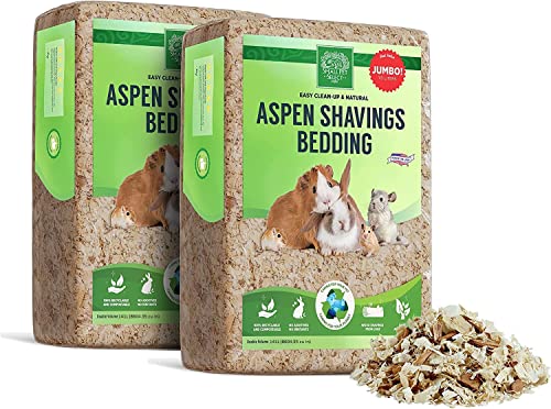Small Pet Select Premium Natural Aspen Bedding, Animal Bedding for Small Indoor and Outdoor Pets, Made in The USA, Jumbo Size 282 L (2 Pack, 141 L Each) | Natural Wood Bedding, Low Dust, Made in USA, For Indoor & Outdoor Small Pets, Two 141 L Bags, 282 L