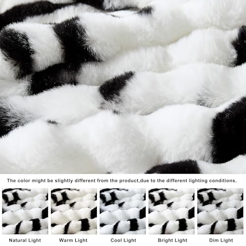 WDCOZY Zebra Animal Print Bubble Throw Blanket, Luxury Faux Rabbit Fur Mink Plush Throw for Couch, Sofa and Bed, Soft Fluffy Fuzzy Cozy Blanket for Women, Thick and Warm, 50x60 inches, 950 GSM - color: Zebra, size: Throw (50" x 60")