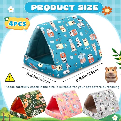 Cinnvoice 4 Pcs Guinea Pig Hideout, Guinea Pig Bed Tunnel, Rabbit Washable Small House Cage Accessories for Bunny Hedgehog Mouse Chinchillas Hamsters Ferrets Bearded Dragons Rats(Wonder Tale,9.8 in) - size: 9.8 in, style: Wonder Tale