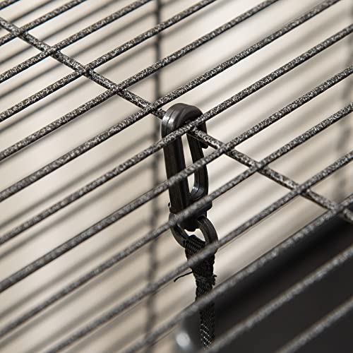 PawHut Metal Small Animal Cage, 4-Tiers Rolling Big Ferret Cage, Gray | with Hammock, Removable Tray, for Chinchilla, Sugar Glider - color: Grey, size: 20.5"L x 20.5"W x 44.8"H