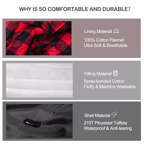 HiZYNICE Sleeping Bags for Adults XXL Cold Weather | 100% Cotton Flannel Winter Camping Large 90 x 39 in,Compression Sack Included - color: Black, size: 20F Left Zip