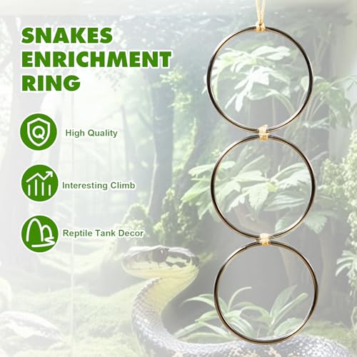 Ball Python Enrichment, Snake Climbing Toys, Reptiles Tank Accessories for Corn Snakes, Bearded Dragon, Chameleon, Snake Enrichment Ring Toys - color: Black
