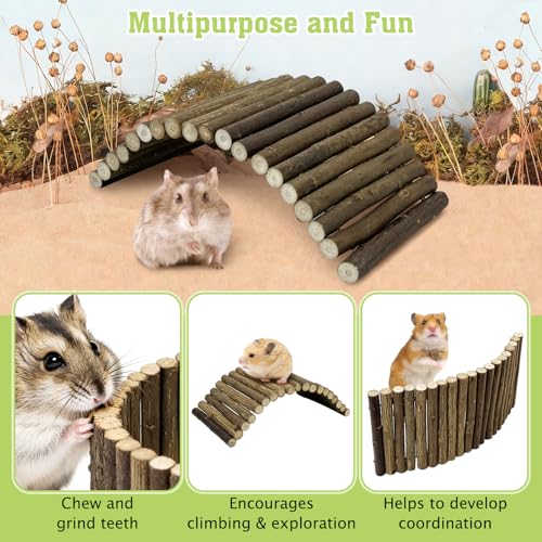 Tfwadmx Hamster Ladder Bridge & Small Animal Natural Ear of Grain Spray Hamster Bedding Habitat Decor Flexible Bendy Hamster Climbing Toy for Dwarf Syrian Mice Gerbils - size: 8.7 x 3.9 inches