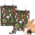 JarThenaAMCS 2Pcs Rabbit Hay Feeder Bag with 2 Holes 11.5 x 9 Inch Mushroom Guinea Pig Hanging Hay Feeding Bag Storage Dispenser for Chinchilla Hamster Bunny Small Animal Pet
