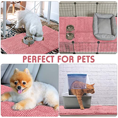 4 Pcs Guinea Pig Cage Liner 12 x 12 Inch Washable Chenille Pee Pads Pet Dog Cat Bedding Training Mat Reusable for Small Animals Puppy Bunny Hamster Chinchilla - color: Pink, size: 12 x 12 Inch, style: Low Pile Chenille