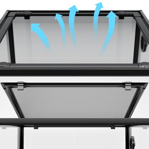 18" x 18" x 24" Glass Reptile Terrarium, Knock-Down Rainforest Reptile Habitat Tank with Front Opening Doors & Top Screen Ventilation, 30 Gallon Vertical Terrarium