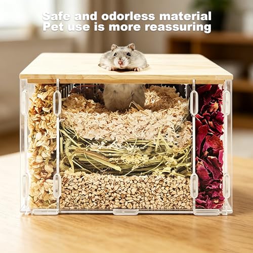 Visible Hamster Digging Box(Acrylic) | for Syrian Dwarf Hamsters, Acrylic Critter's Sand Bath Shower Room & Digging Sand Container,Transparent - color: Transparent