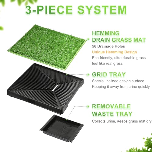 Hompet Dog Toilet Indoor Puppy Training Pad, Dog Potty Pet Training Grass Mat, Removable Waste Tray for Easier Clean Up, Artificial Turf, 25"×20" - size: 25" x 20"