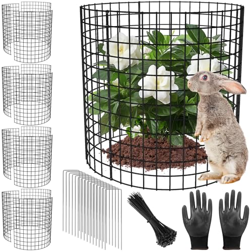 5 Pack Plant Protectors from Animals, 17x14" Plant Cages for Outdoor Plants | Wire Plant Protector, Thick Metal, Non-deformable, Free-Cut, Cap-less Design, Plant Protection Cage to Keep Animals Out - size: 5 PACK-17x14inch