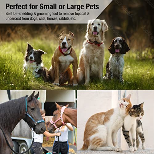 King Kanine Deshedding Dog Brush - Self Cleaning Deshedding Brush for Cats Dogs and Horses - Pet Comb for Grooming and Removing Loose Hair - Designed for Short to Medium Coats of All Stages - size: Large (Pack of 1)