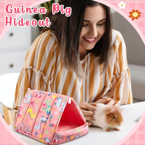 Cinnvoice 4 Pcs Guinea Pig Hideout, Guinea Pig Bed Tunnel, Rabbit Washable Small House Cage Accessories for Bunny Hedgehog Mouse Chinchillas Hamsters Ferrets Bearded Dragons Rats(Cartoon, 7.9 in) - size: 7.9 in, style: Cartoon