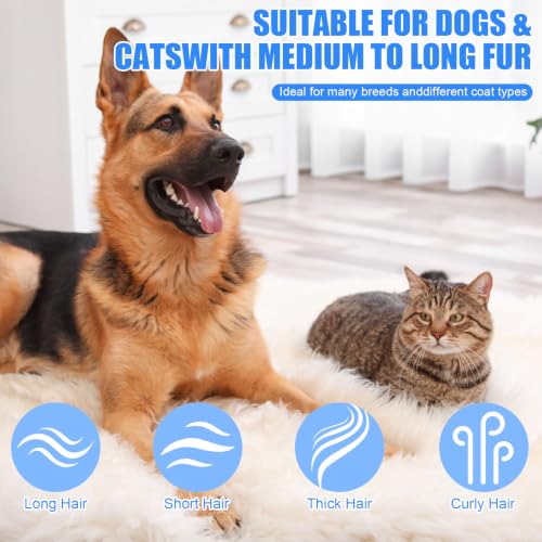 Professional Pet Grooming Tool, Dual Teeth Undercoat Rake & Dematting Comb Deshedding Grooming Comb Rake for Long & Short Hair Dogs