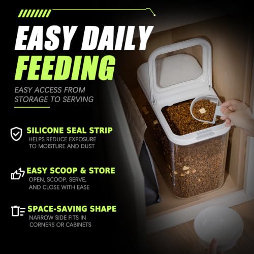 Dog Food Storage Container 10 Lbs | Pet Food Storage Containers With Lids & Scooper BPA Free Airtight Storage Containers Store Dry Food For Kitchen Pantry