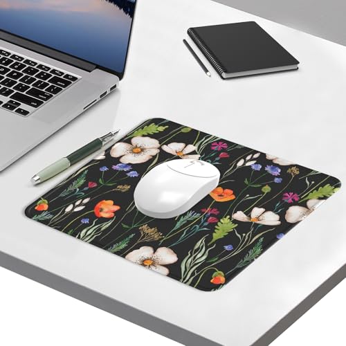 Mouse Pad with Stitched Edge, Multiple Patterns Computer Mouse Pads with Non-Slip Rubber Base, Washable Cloth Mousepad, for Gaming, Laptop, PC (Wildflower Night) - color: 29Wildflower Night