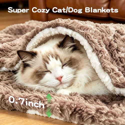 Self-Warming Dog Blankets for Small & Medium Dogs - Double-Sided Comfort Rabbit Fur & Sherpa, Thick Plush Washable Puppy Blanket for Couch & Bed Protector, Year-Round Cozy Pet Blanket, 25"X35" Coffee - color: Coffee, size: Large 25×35 inch