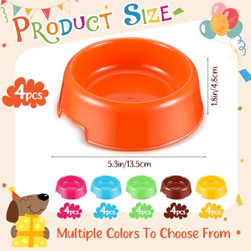 24 Pcs Puppy Dogs Birthday Party Supplies Plastic Dog Bowls Bulk Reusable Food Feeding Water Pet Bowl for Cat Paw Party Favor, Blue, Yellow, Pink, Coffee, Orange, Green
