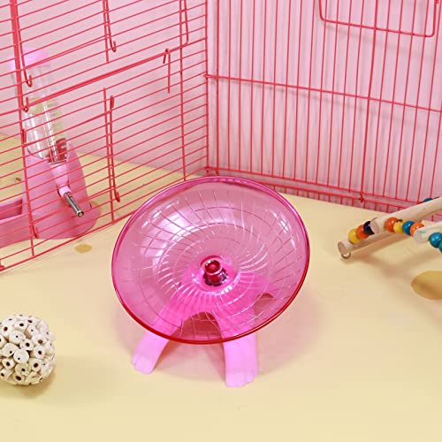 Nanaborn Hamster Wheel Silent for Cage Hermit Crab Tank Accessories (Pink) | 7 Inch, Small, Plastic - color: Pink