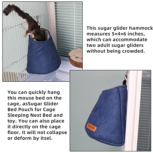 Sugar Glider Bed Pouch for Cage Sleeping Nest Bed, Warm Pouch for Cage Accessories, Sugar Gliders Hammock Pouch Sack Swing Hanging Bed Bedding (Blue) - color: Blue