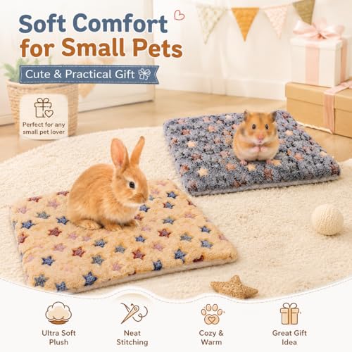 2PCS Bunny Rabbit Bed, Small Animal Beds Guinea Pig Mat Soft and Washable