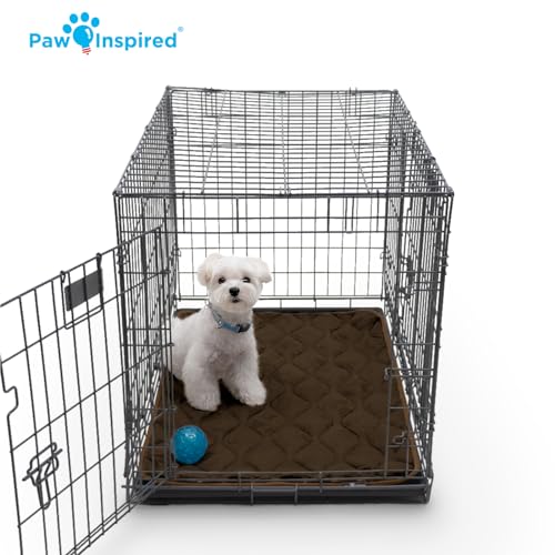 Paw Inspired Washable Padded Crate Mats for Dogs, Beige, 35x22 Inch | Fits 36-inch Kennels, Leakproof, Waterproof Bottom, Plush Dog Pad, Pet Bed - color: Tan, size: 36 Inch