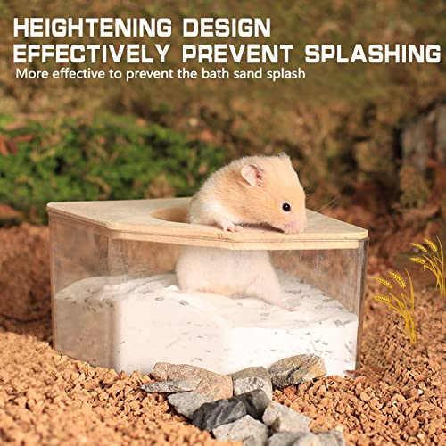 Hamster Sand Bath, Pentagon Acrylic Hamster Dig Box with Wood Cover, Sand Bath for Hamsters, Small Animals - style: Pentagon