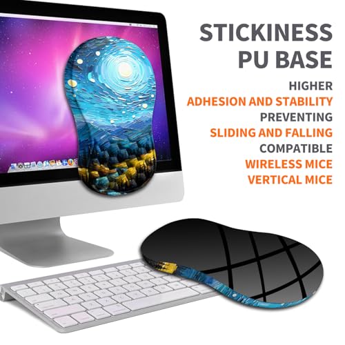 Ergonomic Joint Wrist Support Mouse Pad with Memory Foam Cushion Massage Bump, Carpal Tunnel Pain Relief Mousepad Slope Design for Wrist Rest, 11.8x7.9 in, Starry Night - color: Starry Night