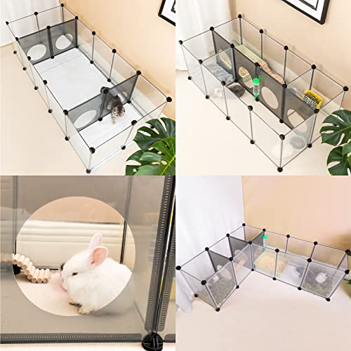 DINMO 18 Panels Bunny Playpen, Game Holes Design, 61.4 x 25.4 x 16.4 inches | Small Animals, Guinea Pigs, Hamsters, Kittens, Ferrets, Hedgehogs, Fun Play Tunnels, DIY, Expandable, Portable Exercise Fence - style: Plastic-18 panels
