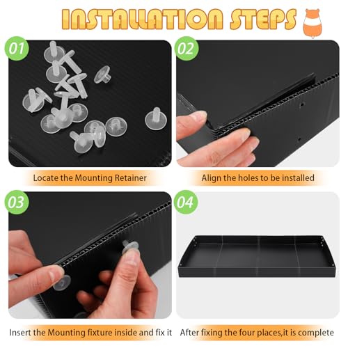 Wenqik 2 Pcs Guinea Pig Cage Liner Corrugated Plastic Cage Liner Base 2 x 4 Panel Size Guinea Pig Cage Bottom for Small Animals Hedgehogs Rabbits Cages Tray, 55 x 27 Inch(Black) - color: Black