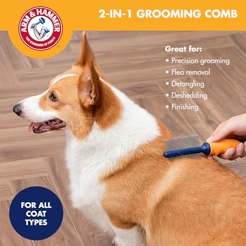 Arm & Hammer Deodorizing Dog Grooming Comb, Apple & Rose Scent | Fragrance transfer technology, baking soda infused, fine and standard teeth, detangling and flea removal - size: 1-Pack, style: Dog Comb - Sweet Apple & Rose