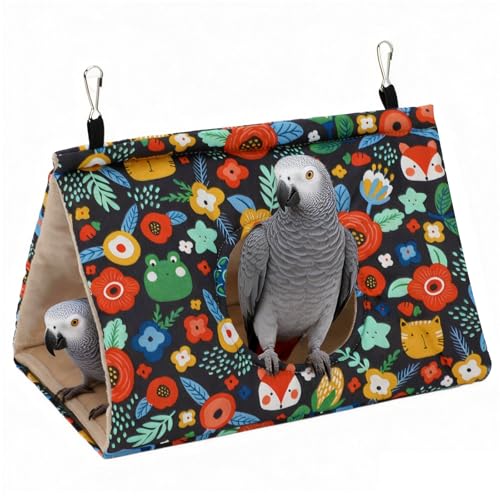 Rypet Bird Bed for Cage, Bird Tent Hut Hammock Parrot Bed Plush Navy Blue L | Warm Plush Cotton Comfort, Side Hole Entry, Dual Hanging Straps for Cage, Machine Washable, Green Bird Tent for Large Birds - color: Navy Blue, size: Large (Pack of 1)