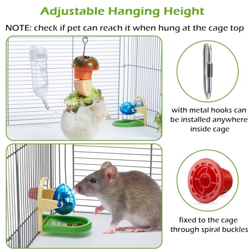 2Pcs Rat Enrichment Toys Set - Fruit/Veg Holder & Treat Dispenser | Interactive Foraging Puzzle Toys for Rats/Mice/Birds, Cage Accessories with Hanging Feeder & Intelligence Game