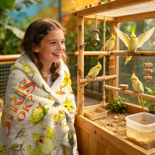 Parrort Bird Blanket Gifts for Girls Women Parrort Lovers Soft Warm Flannel Cockatiel Throw Blanket Cute Birthday Gifts Decor 50"x40" - color: Yellow Parrot